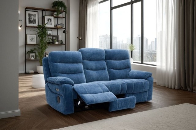 Halo Tech Fabric 3 Seater Power Head Tilt Recliner Sofa Halo Tech Fabric 3 Seater Power Head Tilt Recliner Sofa