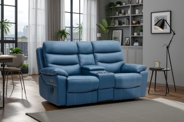 Halo Tech Leather 2 Seater Power Head Tilt Recliner Sofa with Console Halo Tech Leather 2 Seater Power Head Tilt Recliner Sofa with Console