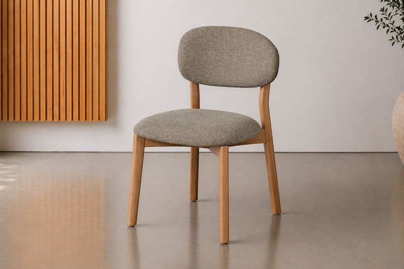 Leo Curved Back Fabric Dining Chair in Grey (Pair) Leo Curved Back Fabric Dining Chair in Grey (Pair)