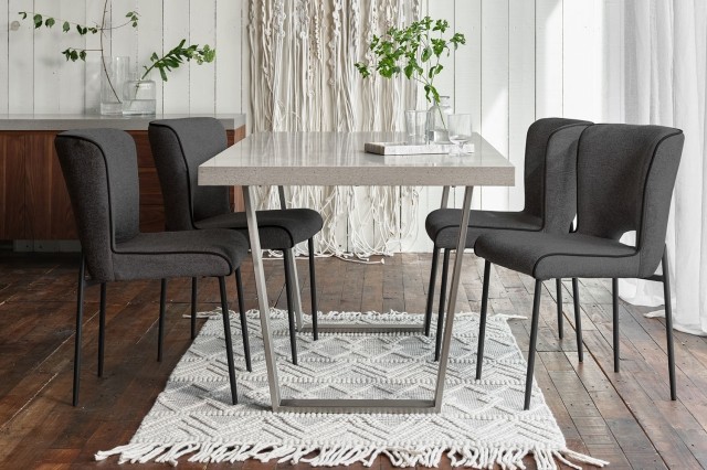 Petra Industrial 200cm Dining Table Set & 4 Maya Dark Grey Chairs Petra Industrial 200cm Dining Table Set & 4 Maya Dark Grey Chairs
