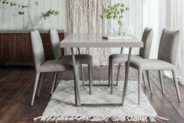Petra Industrial 160cm Dining Table Set & 4 Lucas Misty Grey Chairs Petra Industrial 160cm Dining Table Set & 4 Lucas Misty Grey Chairs