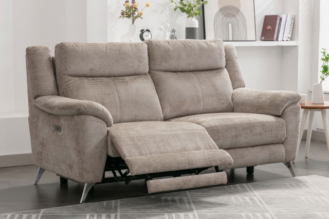 Monroe Fabric 3 Seater Recliner Sofa in Fossil Monroe Fabric 3 Seater Recliner Sofa in Fossil