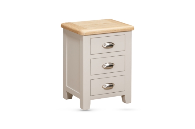 Windermere Painted Oyster Grey Oak 3 Drawer Bedside Table Windermere Painted Oyster Grey Oak 3 Drawer Bedside Table