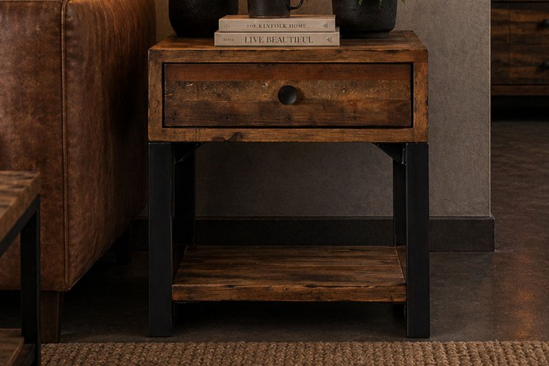 Nixon Reclaimed Wood Lamp Table Nixon Reclaimed Wood Lamp Table