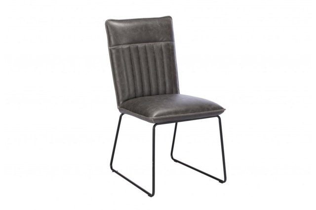 Cooper Leather Dining Chair in Grey (Pair) Cooper Leather Dining Chair in Grey (Pair)