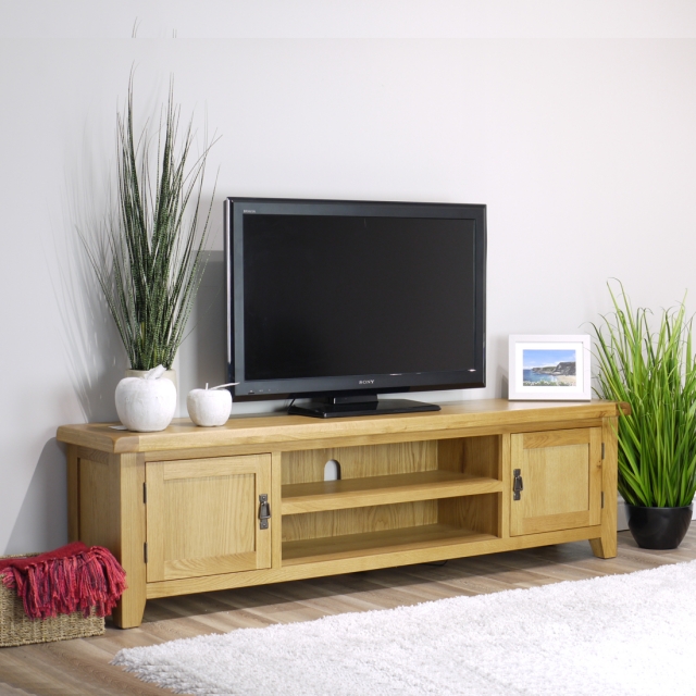 Arklow Oak Extra Large Tv Stand, Extra Large Tv Console Table