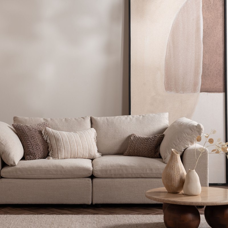 Zen Modular Natural Chenille 2 Seater Sofa | Furniture World