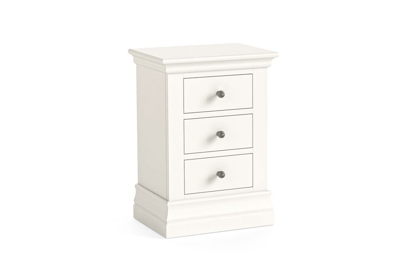 Burgundy Painted Coconut Milk 3 Drawer Bedside Table Burgundy Painted Coconut Milk 3 Drawer Bedside Table