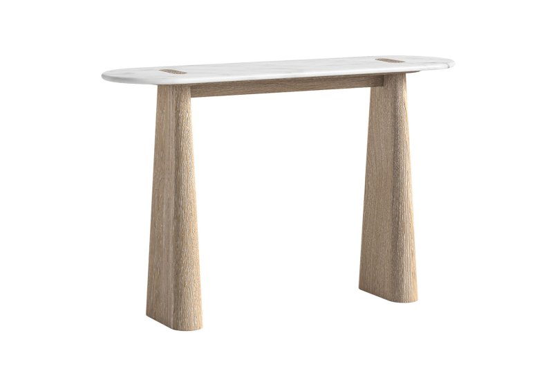 Portobello Oak Console Table with Travertine Top Portobello Oak Console Table with Travertine Top