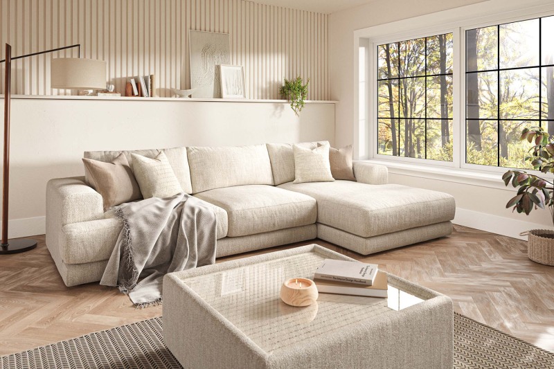 Niki Fabric Large 4 Seater Chaise Sofa Niki Fabric Large 4 Seater Chaise Sofa