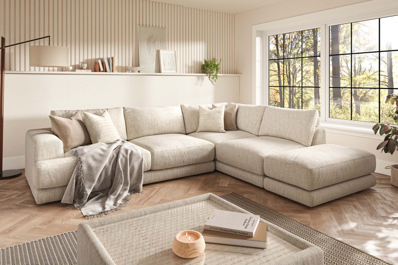 Niki Fabric Modular Large Corner Sofa Group with Footstool Niki Fabric Modular Large Corner Sofa Group with Footstool