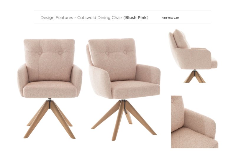 Cotswold Fabric Dining Chair in Blush Pink Cotswold Fabric Dining Chair in Blush Pink