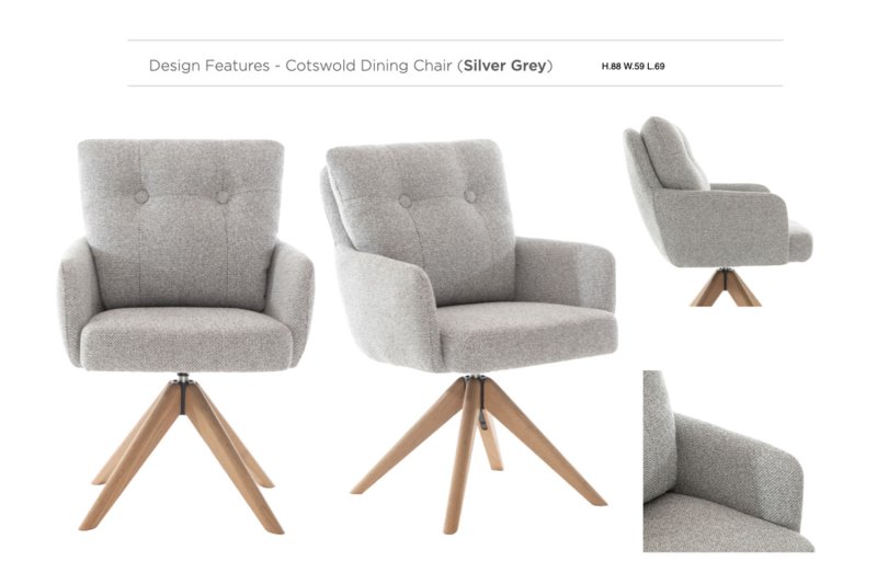 Cotswold Fabric Dining Chair in Silver Grey Cotswold Fabric Dining Chair in Silver Grey