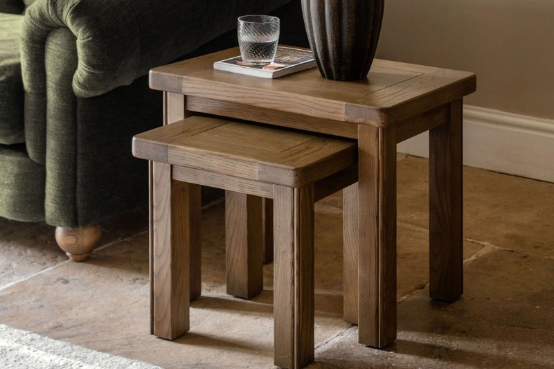 Gallery Direct Hardwick Smoked Oak Nest of Tables Gallery Direct Hardwick Smoked Oak Nest of Tables