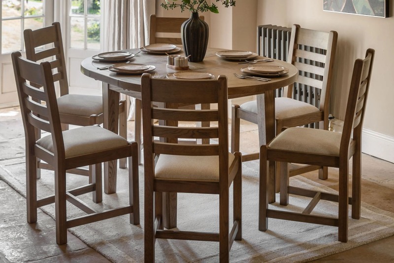 Gallery Direct Hardwick Smoked Oak Round Ext 110-145cm Dining Table Gallery Direct Hardwick Smoked Oak Round Ext 110-145cm Dining Table