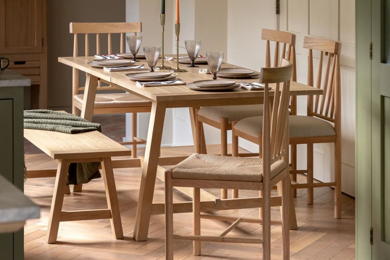 Gallery Direct Eton Natural Ext 160-200cm Trestle Dining Table Gallery Direct Eton Natural Ext 160-200cm Trestle Dining Table