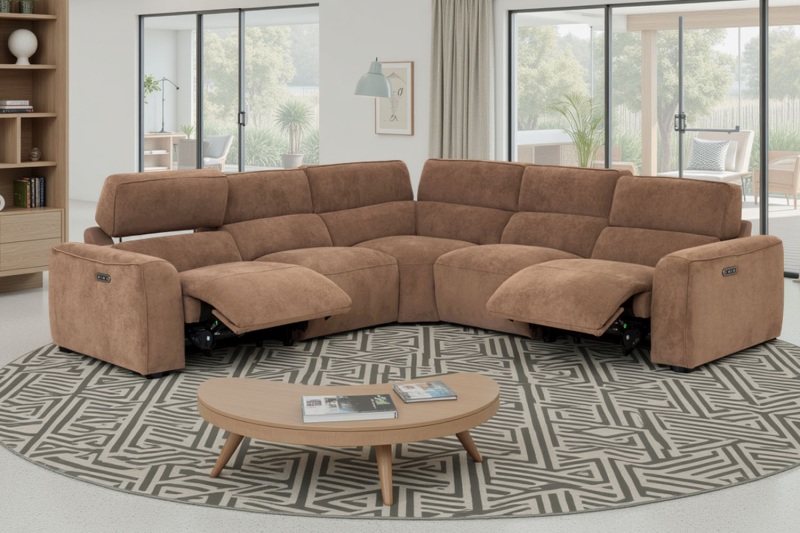Summer 6 Seater Corner Sofa with Power Recliner and Headrest Summer 6 Seater Corner Sofa with Power Recliner and Headrest