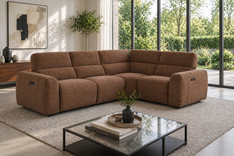 Summer 5 Seater Corner Sofa with Power Recliner and Headrest Summer 5 Seater Corner Sofa with Power Recliner and Headrest