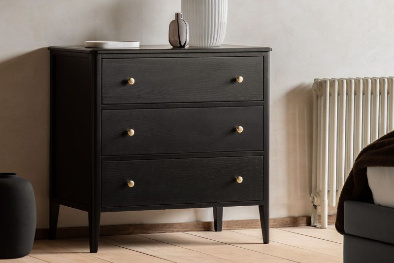 Gallery Direct Acton Black 3 Drawer Chest of Drawers Gallery Direct Acton Black 3 Drawer Chest of Drawers