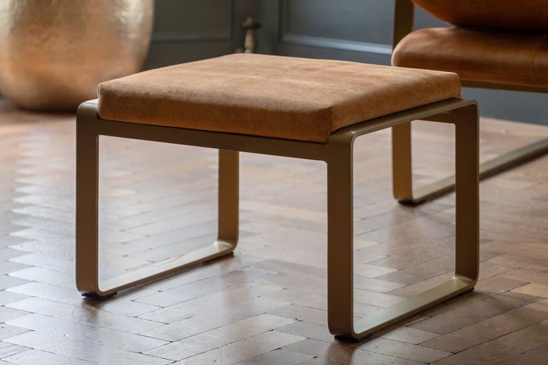 Gallery Direct Fabien Footstool in Ochre Soft Fabric Gallery Direct Fabien Footstool in Ochre Soft Fabric