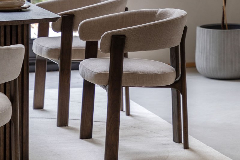 Gallery Direct Onda Walnut Dining Chair in Natural Fabric Gallery Direct Onda Walnut Dining Chair in Natural Fabric