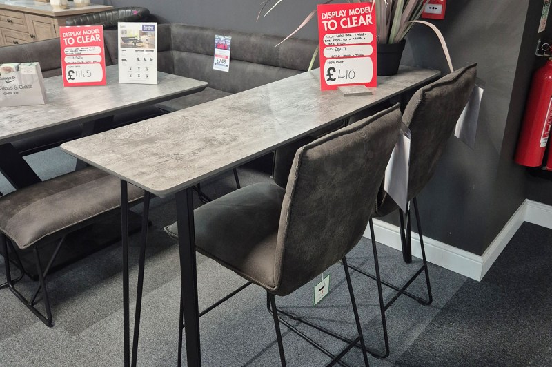 Ex-Display Truro - Loki Bar Table + Bar Stool with Arms + Bar Stool Ex-Display Truro - Loki Bar Table + Bar Stool with Arms + Bar Stool