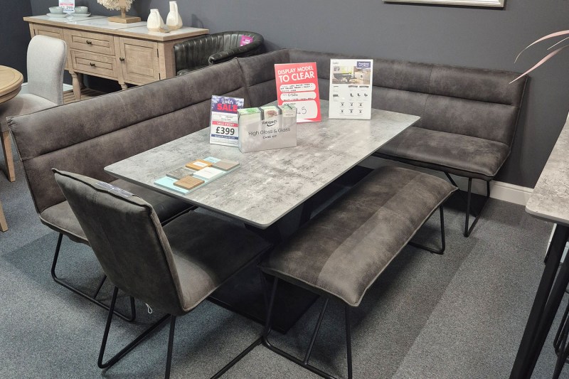 Ex-Display Truro - Loki Dining Table + RHF Corner Bench + Bench + Dining Chair Ex-Display Truro - Loki Dining Table + RHF Corner Bench + Bench + Dining Chair