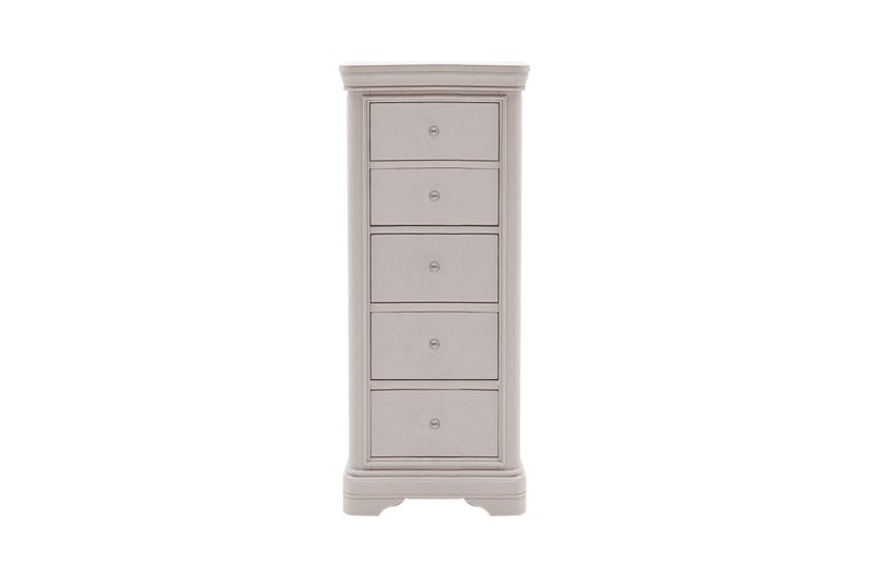 Mabel Wooden 5 Drawer Chest in Painted Taupe Finish Mabel Wooden 5 Drawer Chest in Painted Taupe Finish