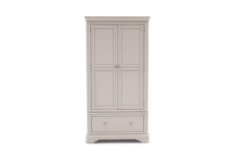 Mabel Wooden 2 Door Wardrobe in Painted Taupe Finish Mabel Wooden 2 Door Wardrobe in Painted Taupe Finish
