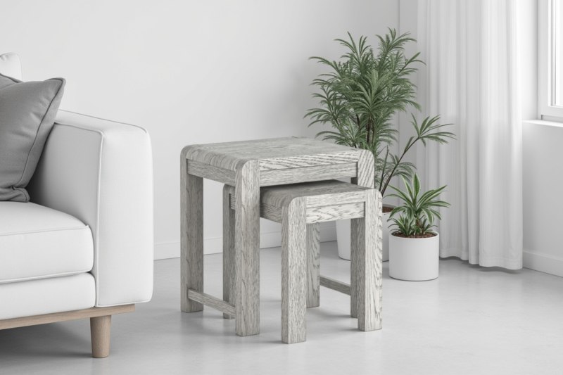 Amsterdam Washed Grey Oak Nest of Tables Amsterdam Washed Grey Oak Nest of Tables