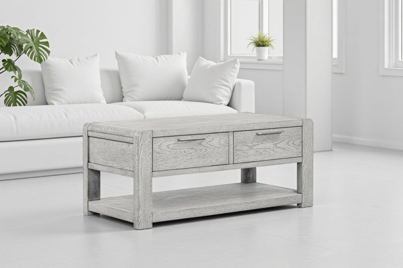 Amsterdam Washed Grey Oak 2 Drawer Coffee Table Amsterdam Washed Grey Oak 2 Drawer Coffee Table