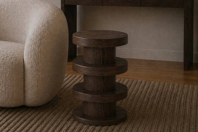 California Dark Oak Bobbin Side Table California Dark Oak Bobbin Side Table