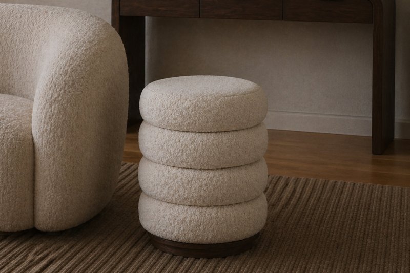 California Dark Oak Upholstered Footstool California Dark Oak Upholstered Footstool