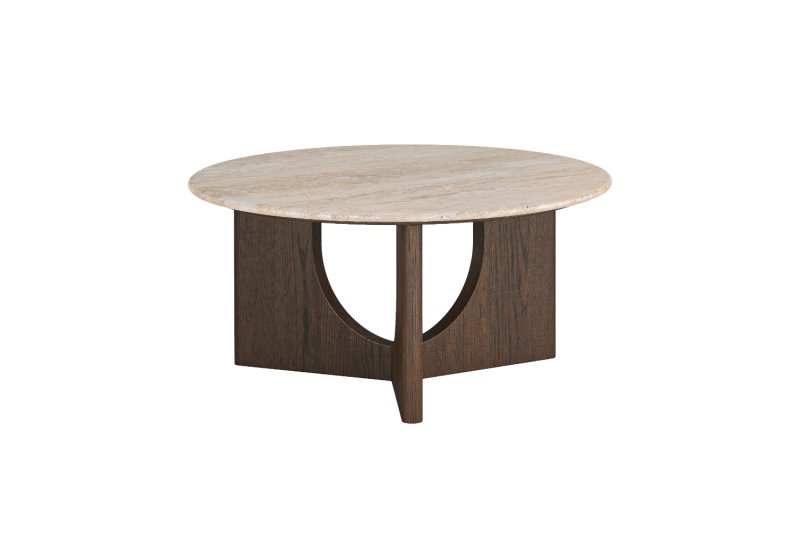 California Dark Oak Coffee Table with Travertine Top California Dark Oak Coffee Table with Travertine Top