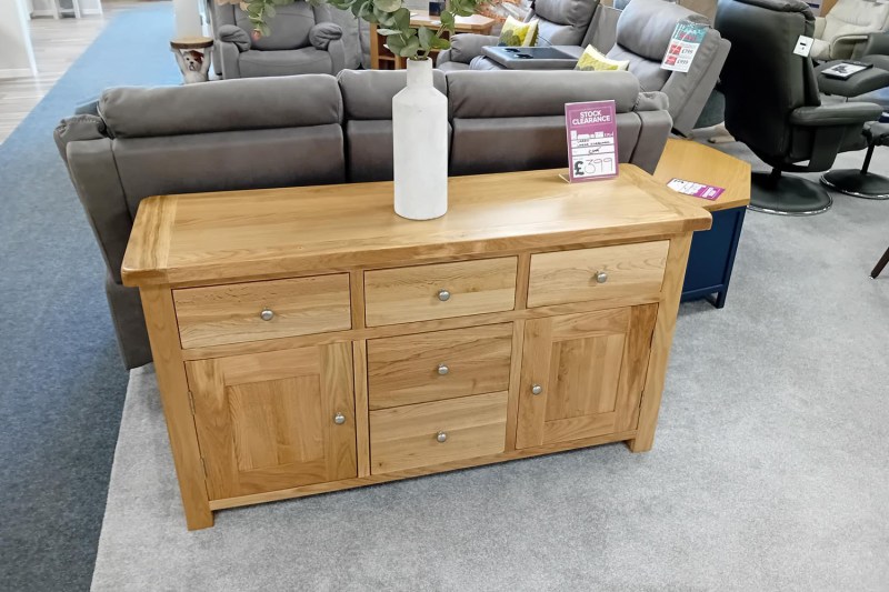 Ex-Display St Austell - Largo Solid Oak Large Sideboard Ex-Display St Austell - Largo Solid Oak Large Sideboard