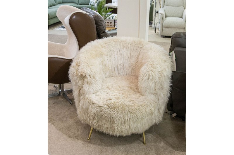 Ex-Display Liskeard - Lambs Wool Curved Accent Chair Ex-Display Liskeard - Lambs Wool Curved Accent Chair