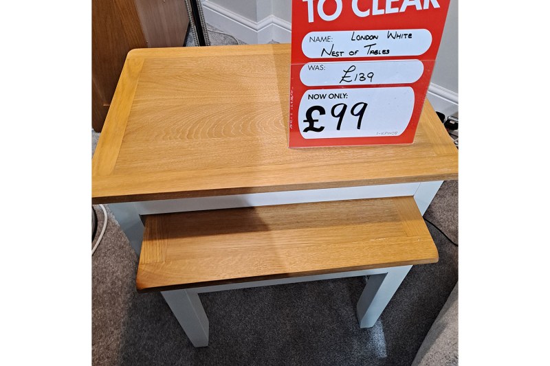 Ex-Display Plymouth - Chester Painted Oak White Nest Of Tables Ex-Display Plymouth - Chester Painted Oak White Nest Of Tables