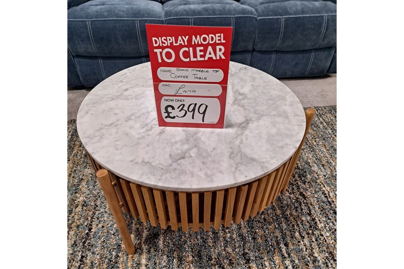 Ex-Display Plymouth - Soho Slatted Coffee Table with Marble Top Ex-Display Plymouth - Soho Slatted Coffee Table with Marble Top
