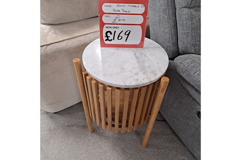 Ex-Display Plymouth - Soho Slatted Side Table with Marble Top Ex-Display Plymouth - Soho Slatted Side Table with Marble Top