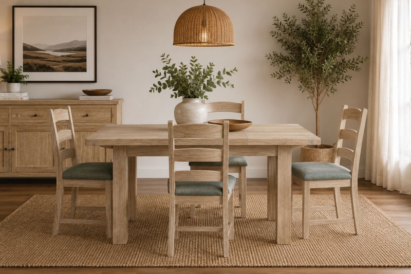 Normandy White Wash Small Ext 140-185cm Dining Table Normandy White Wash Small Ext 140-185cm Dining Table