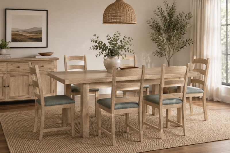 Normandy White Wash Large Ext 200-245cm Dining Table Normandy White Wash Large Ext 200-245cm Dining Table