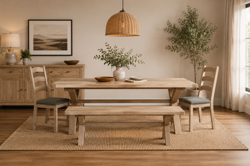 Normandy White Wash Cross Leg Ext 200-245cm Dining Table Normandy White Wash Cross Leg Ext 200-245cm Dining Table