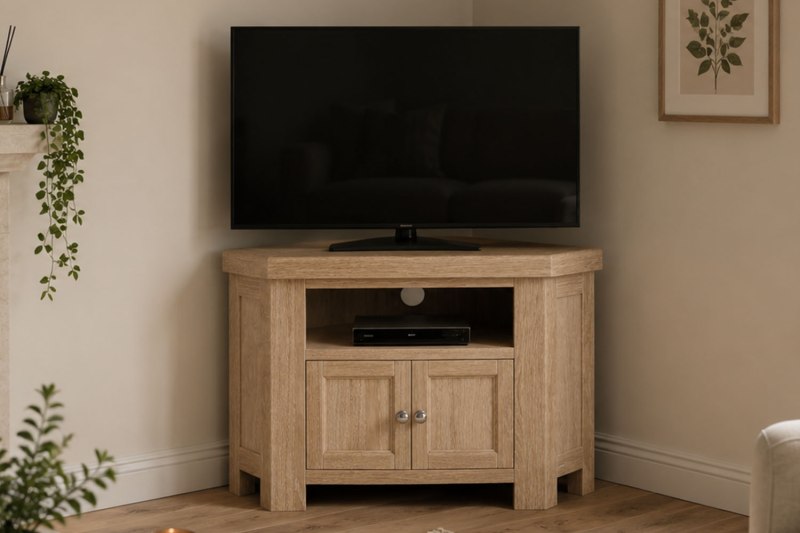 Normandy White Wash Corner TV Unit Normandy White Wash Corner TV Unit