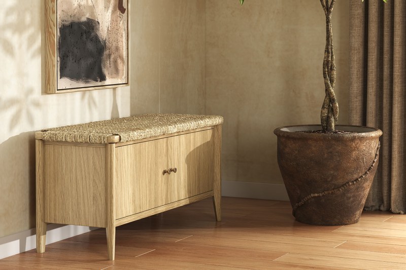 Sicily Oak 100cm Weave Hallway Bench Sicily Oak 100cm Weave Hallway Bench