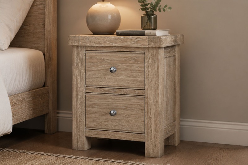 Normandy White Wash Bedside Table Normandy White Wash Bedside Table