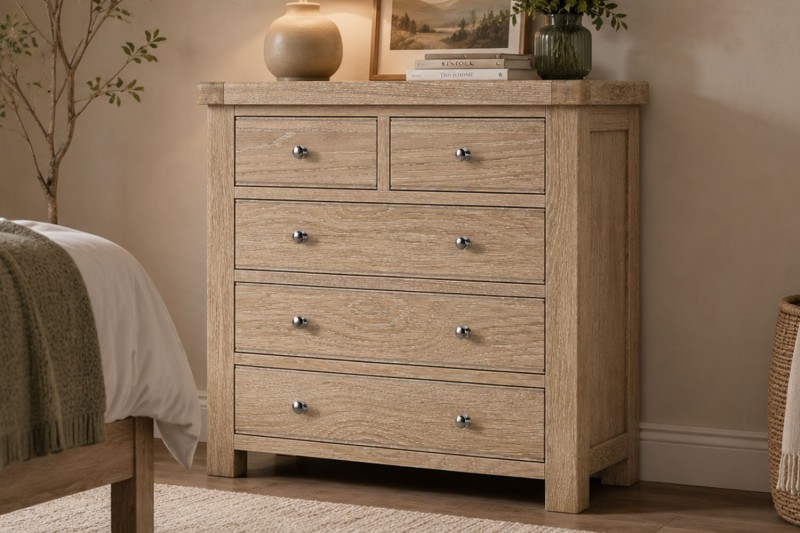 Normandy White Wash 2 Over 3 Chest of Drawer Normandy White Wash 2 Over 3 Chest of Drawer