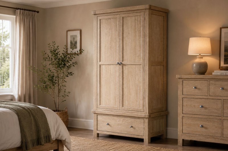 Normandy White Wash Gents Double Wardrobe Normandy White Wash Gents Double Wardrobe