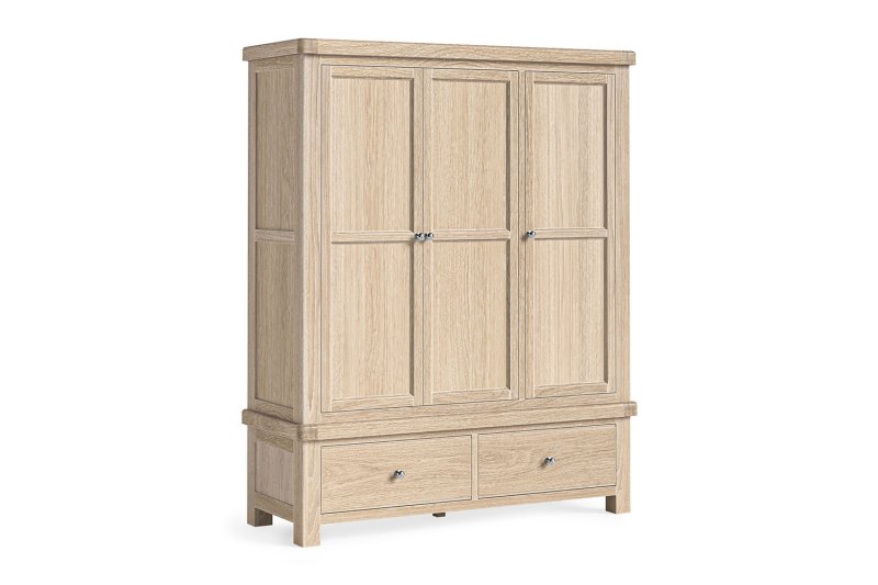 Normandy White Wash Triple Wardrobe Normandy White Wash Triple Wardrobe
