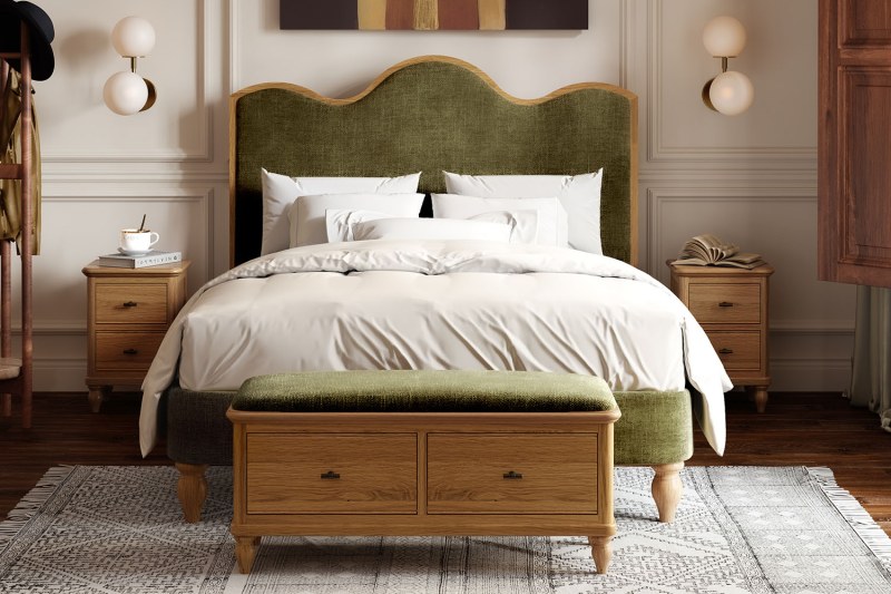 Verona Oak Olive Green Upholstered Bed Frame Verona Oak Olive Green Upholstered Bed Frame