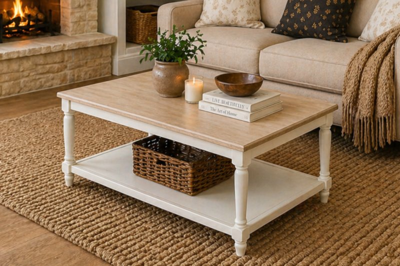 Provence Painted Off-White Oak Coffee Table Provence Painted Off-White Oak Coffee Table